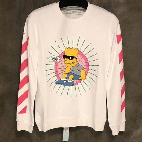 OFF WHITE 2020 white cotton simpson logo men display picture 1